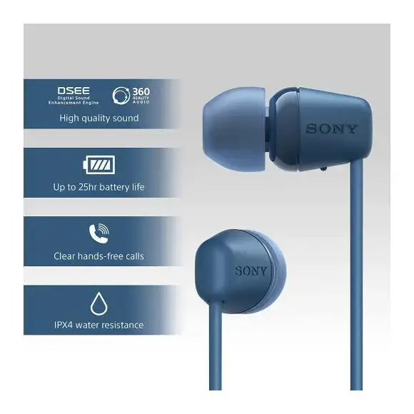 Наушники с микрофоном Sony WI-C100 Blue (WIC100L.CE7)