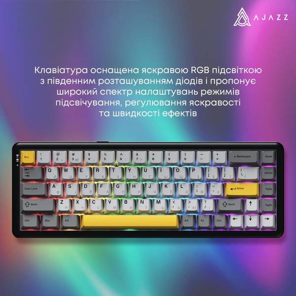Клавіатура Ajazz AK680 MAX Magnetic Switch Black/Gray/Yellow (AK680-M-BGY-A)