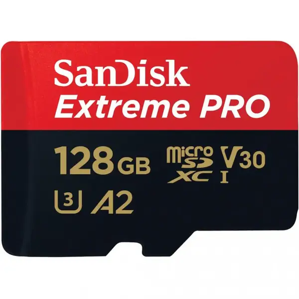 Карта пам'яті SanDisk 128 GB microSDXC UHS-I U3 Extreme Pro + SD Adapter SDSQXCD-128G-GN6MA