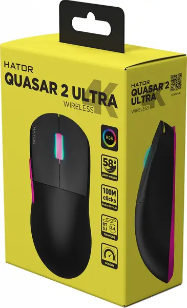 Миша HATOR Quasar 2 Ultra 4K Wireless Black/Pink (HTM570BP)