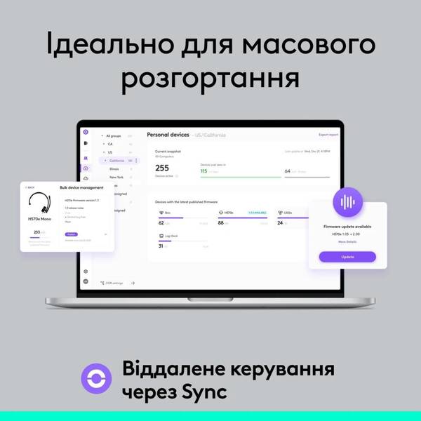 Навушники з мікрофоном Logitech H570e Mono USB-A Black (981-001426)