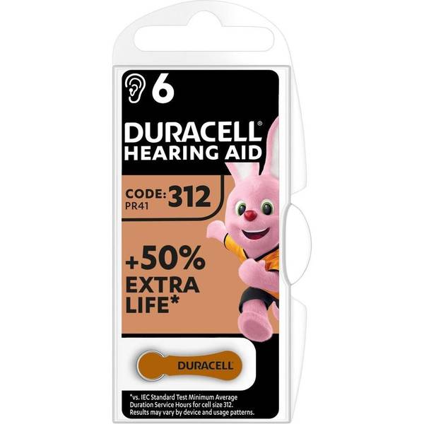 Батарейка Duracell ZA312 bat(1.4B) Zinc Air 6шт (5007516)