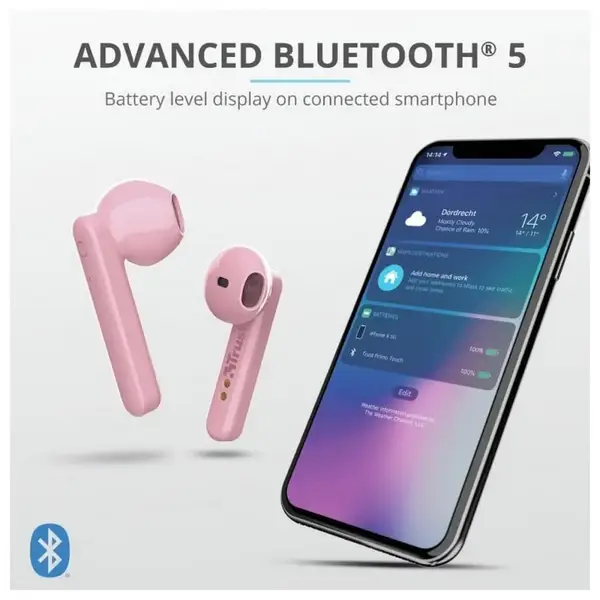 Навушники TWS Trust Primo Touch True Wireless Mic Pink (23782)