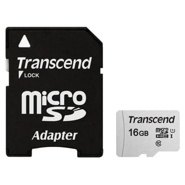 Карта памяти Transcend 16 GB microSDHC UHS-I 300S+SD Adapter TS16GUSD300S-A