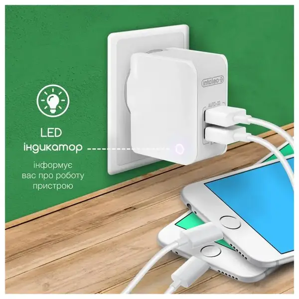 Сетевое зарядное устройство для Intaleo TCA242 2USB 2,4A White (1283126477492)