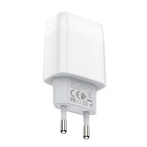 Мережевий зарядний пристрій Hoco C72A Glorious + MicroUSB White