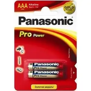 Батарейка Panasonic AAA bat Alkaline 2шт Pro Power (LR03XEG/2BP)