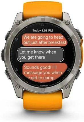 Смарт-годинник Garmin Fenix 8 47mm AMOLED Sapphire Titanium w. Spark Orange/Graphite Silicone Band (010-02904-10/11/19)