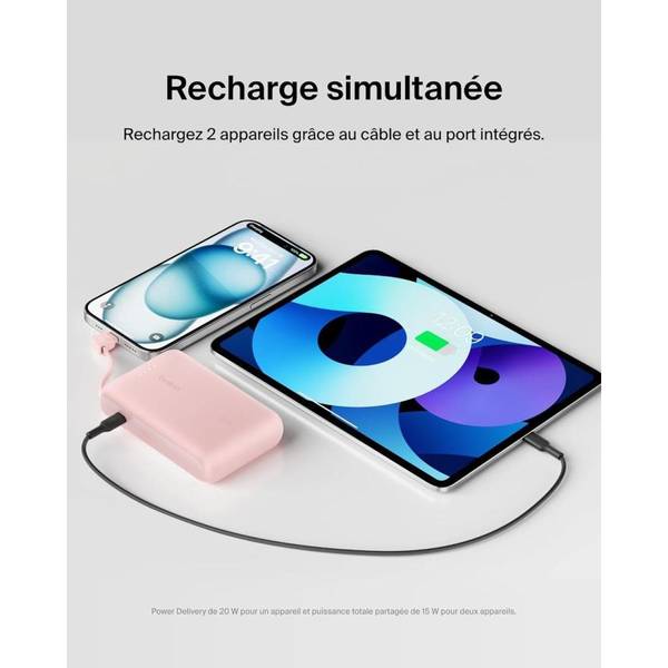 Зовнішній акумулятор (Power Bank) Belkin 10000mAh 20W Type-C Cable Pink (BPB021HQPK)