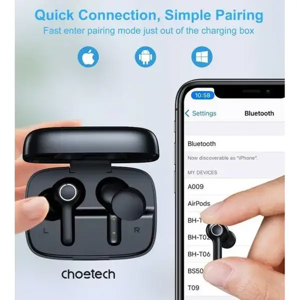 Навушники TWS Choetech BH-T06 Black