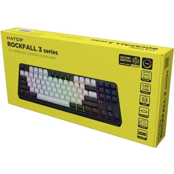 Клавіатура HATOR Rockfall 3 Mecha TKL Wireless Orange Switch Black (HTK850UA)