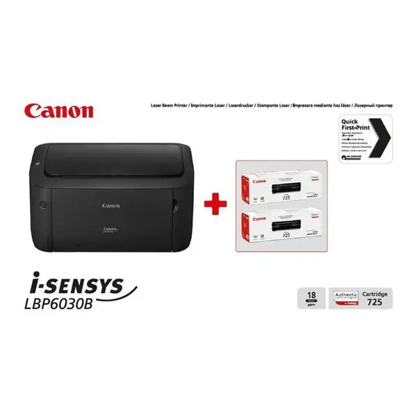 Принтер Canon i-SENSYS LBP6030B (bundle 2 cartridges Canon 725) (8468B042)