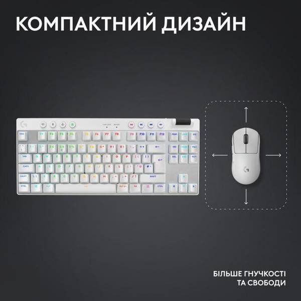 Клавіатура Logitech G Pro X TKL Lightspeed Tactile White (920-012148)
