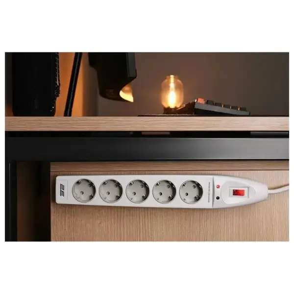 Мережевий фільтр-подовжувач 2E 5XSchuko 3G*1.5мм, 3м, white (2E-SP515M3WH)