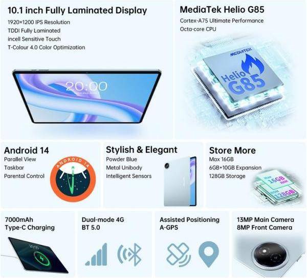 Планшет Teclast M50 Plus 6/128GB LTE Blue