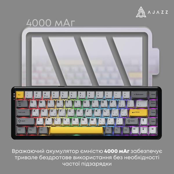 Клавіатура Ajazz AK680 MAX Magnetic Switch Black/Gray/Yellow (AK680-M-BGY-A)
