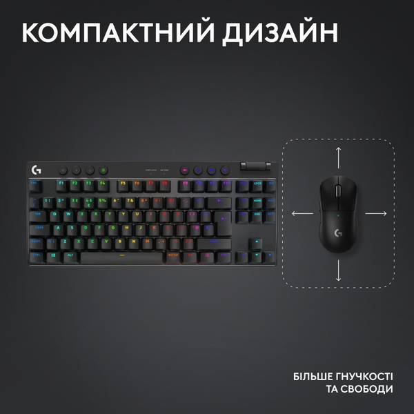 Клавіатура Logitech G Pro X TKL LightSpeed Black (920-012136)
