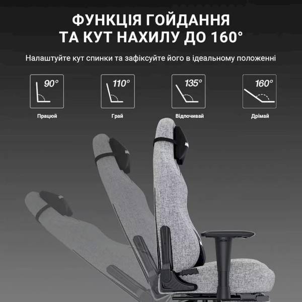 Комп'ютерне крісло для геймера Anda Seat Luna Pro L Gray Fabric (AD18T-44-G-F)