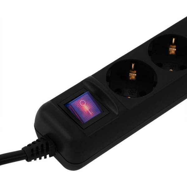 Мережевий фільтр 2E 3 м, 3 розетки Black (2E-U03ESM3BK)