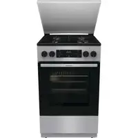Плита Gorenje комбінована, 62л, 50x60см, метал. кришка, дисплей, емальовані реш, титан